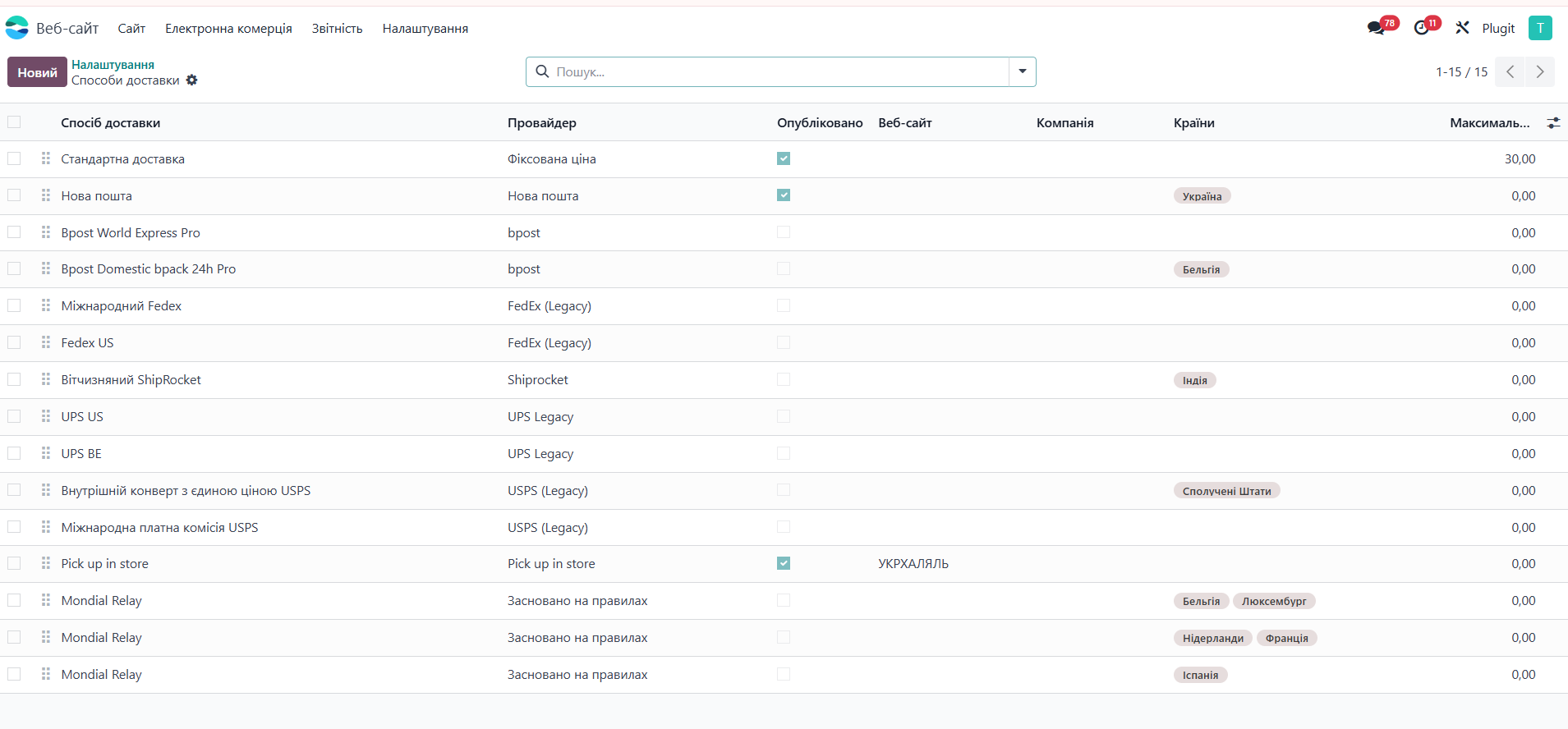 Веб-сайт доставка