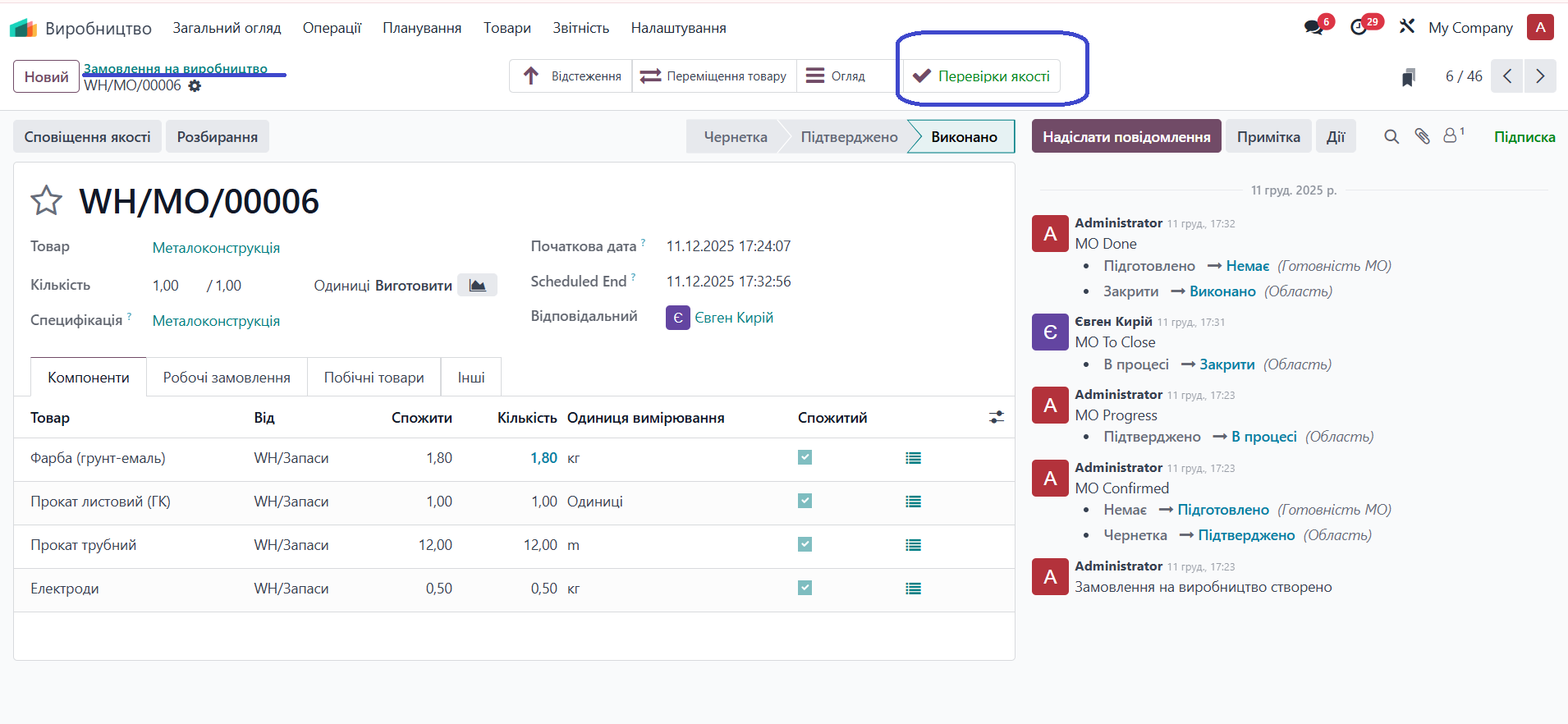 Якість- Якість- Виробниче замовлення